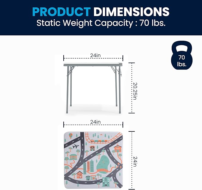 Flash Furniture Mindy Kids 5-Piece Folding Square Table and Chairs Set for Daycare and Classrooms, Children's Activity Table and Chairs Set, Printed