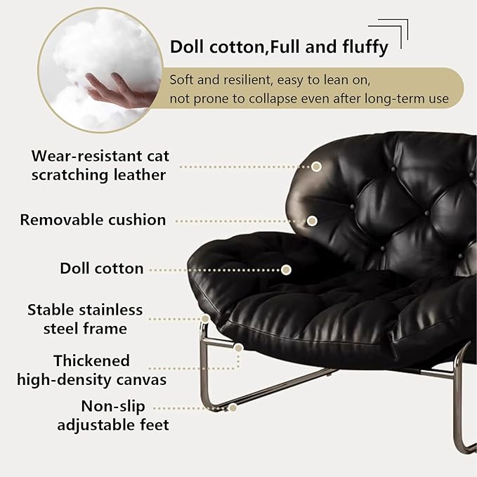 Thick Cushioned Recliner Sofa, Lazy Chair with Upholstery and Footrest, for Living Room, Bedroom, Dorm White A