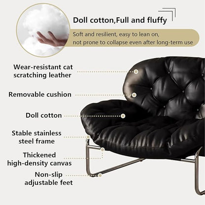 Thick Cushioned Recliner Sofa, Lazy Chair with Upholstery and Footrest, for Living Room, Bedroom, Dorm White A