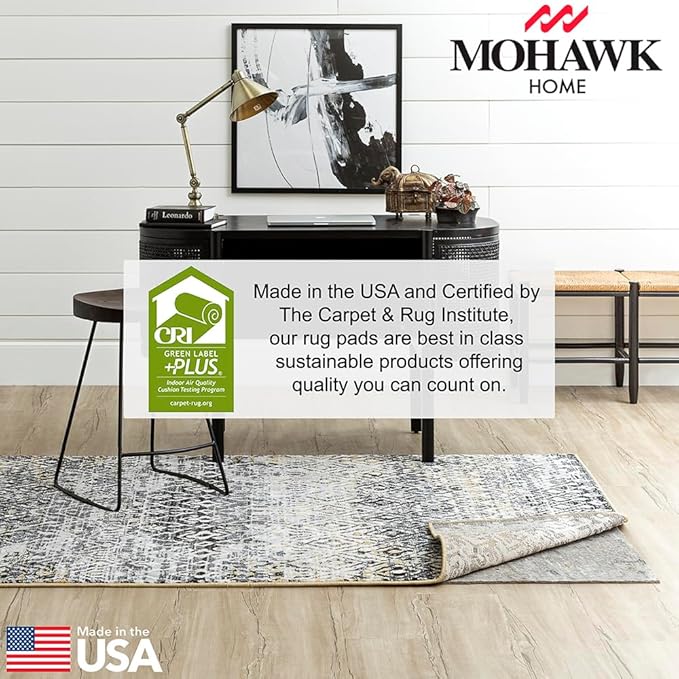 Mohawk Home 2' 6" x 4' Non Slip Grip Rug Pad 1/4" Thick Dual Surface Felt Cushion + Rubber Gripper - Safe for All Floors