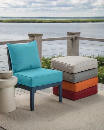 Luxury 24x24x6 Inch Outdoor Cushions - Water&UV&Fade Resistant 1 Set Zippered Patio Chair Cushion for Wicker Dining Rocking Swivel Chairs Loveseat Couch Sectional Sofa - Turquoise