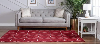 Unique Loom Trellis Frieze Collection Area Rug - Geometric (7' 1" x 10', Red/ Ivory)
