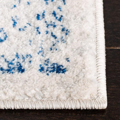 SAFAVIEH Evoke Collection 6'7" x 9' Ivory / Navy EVK256N Oriental Distressed Non-Shedding Living Room Bedroom Dining Home Office Area Rug