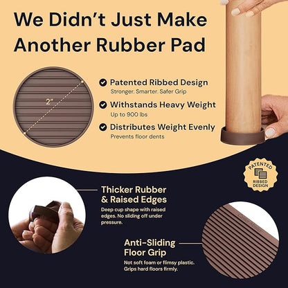 CasterMaster Chair Leg Floor Protectors & Furniture Sliders - 2 in x 2 in Round Brown Set of 4 - Non Slip Furniture Pads for Hardwood Floors & Noise Reduction