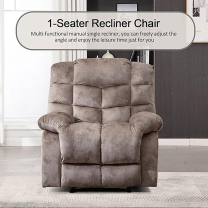 CANMOV Manual Reclining Sofa Set, 3 Pieces Recliner Sofa Set, Manual Recliner Chair, Reclining Loveseat and 3-Seat Sofa for Living Room, 3 Pieces Furniture Set, Light Brown (1+2+3)