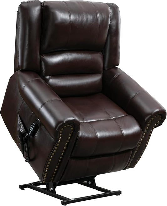 Recliner Chairs for Adults, Oversized Bedroom Chair with Massage, Sofa Chair Home Theater Seating with Lumbar Support, Lift Chair for Elderly, Nursery Chair for Living Room (Breathable Leather)