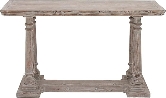 Benzara Deco 79 Wood Console Table with Distressed Accents, 52" x 18" x 30", Light Brown