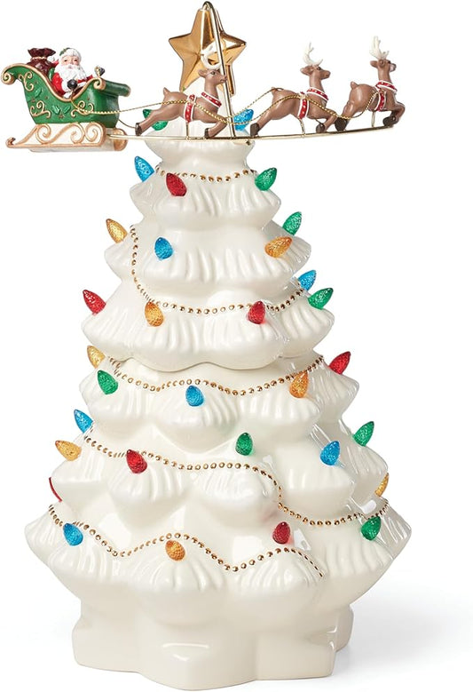 Lenox 894469 Treasured Traditions Tree with Flying Santa, Christmas & Holiday Decor