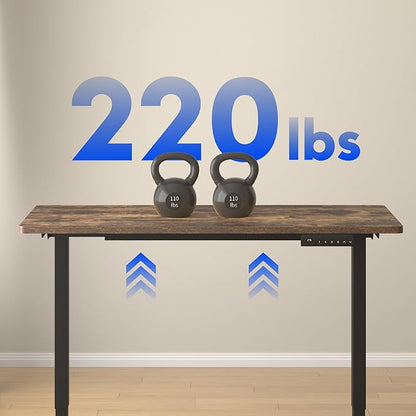 FLEXISPOT E3 Dual Motor Electric Standing Desk 48 x 30 Sit Stand Up Desk, Holds 220 lbs, Adjustable Height w/Memory Presets, One-Piece Special Walnut Desktop & Black Frame, Ships in 2 Boxes