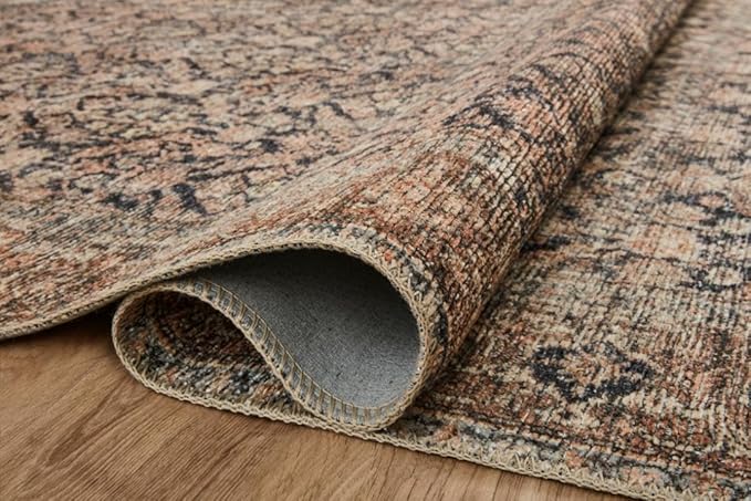 Loloi Amber Lewis Billie Collection, Ink & Salmon 2'-3" x 3'-9" Area Rug – Antique & Distressed Accent Rugs for Living Room, Bedroom, Entryway & Hallway, No Shed High Traffic Area Home Decor Rug