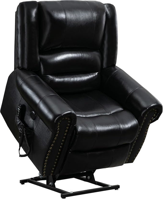 Recliner Chairs for Adults, Oversized Bedroom Chair with Massage, Sofa Chair Home Theater Seating with Lumbar Support, Lift Chair for Elderly, Nursery Chair for Living Room (Genuine Leather)