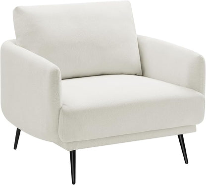 Oversized Accent Chair for Living Room Chairs Reading Arm Chair Comfy Modern Single Sofa Side Chairs with Metal Legs & Soft Cushion for Bedroom, Waiting Room (Polyster Pearl White, Set of 2)