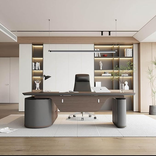 SAINTCY Large Executive Office Desk with File Cabinet, 78.7 Inch Sit & Stand L Shaped Executive Desk, Adjustable Luxury Office Desks for Boss, Business Owners, Managers and Supervisors Return Right