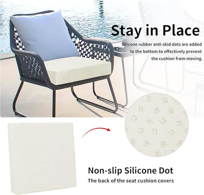 Easy-Going Waterproof Patio Cushion Covers 24x24x4 inch 4 Pack Replacement Non-Slip Outdoor Seat Cushion Slipcover with Zipper. Cream