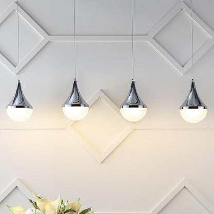 JONATHAN Y JYL7122A Elena Teardrop 47" 4-Light Modern Mid-Century Iron/Acrylic Integrated Linear LED Pendant French Country,Vintage,Bohemian, Chrome/White