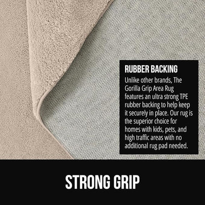 GORILLA GRIP Slip Resistant Soft Washable Stain Resistant Area Rug, 5x7, Plush Thick Carpet for Bedroom Living Room, No Shed Floor Rugs, Pet Friendly, Dorm Essentials, Kid Nursery Home Decor, Ivory