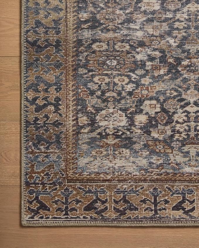 Loloi Amber Lewis Georgie Collection GER-05 Denim/Spice 7'-6" x 9'-6", .19" Pile Height, Area Rug