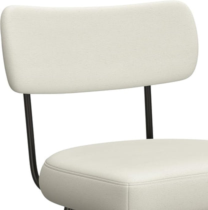 SIMPLIHOME Giselle Counter Stools (Set of 2) - 24 Inch Seat Height Swivel Upholstered Metal Kitchen Stools in Natural Polyester Linen, Contemporary Modern Seating with Padded Seat and Backrest