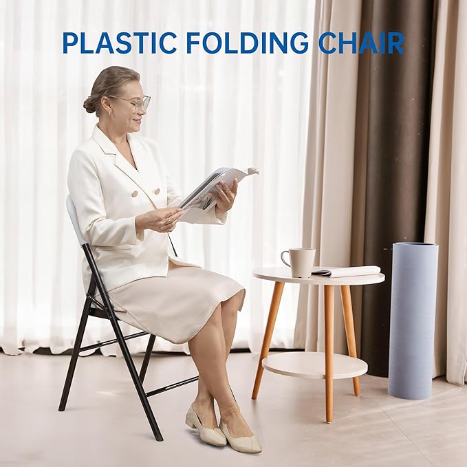 90 Pack Thicker 800 LBS White Folding Chairs, Commercial Grade Folding Chair, Foldable Chairs for Events