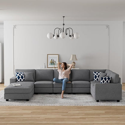 Legend Vansen Modular Sectional Sofa U Shaped Couch with Ottoman Modern Reversible Corner Sectional Couch for Living Room (Dark Grey, U Shaped Sofa-5)