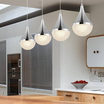 JONATHAN Y JYL7122A Elena Teardrop 47" 4-Light Modern Mid-Century Iron/Acrylic Integrated Linear LED Pendant French Country,Vintage,Bohemian, Chrome/White