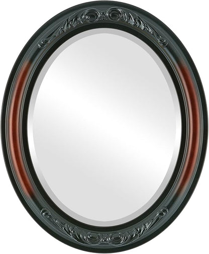 OVALCREST Oval Beveled Wall Mirror for Home Decor - Florence Style - Rosewood - 44" x 34"