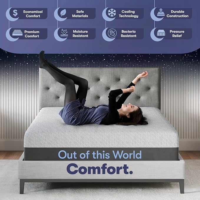 Celestial Sleep Gel Memory Foam Mattress in a Box, Made in The USA, CertiPUR-US® Certified Foam, Oeko-Tex, and Fiberglass-Free Certified Bed, 10 inch Medium - Full