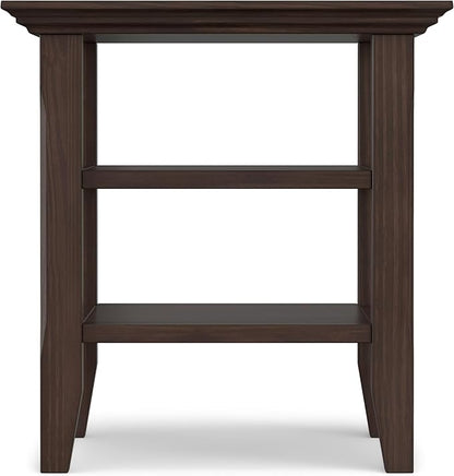 SIMPLIHOME Acadian SOLID WOOD 19 inch Wide Square Transitional End Table in Warm Walnut Brown for the Living Room and Bedroom