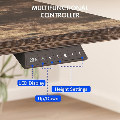 FLEXISPOT EN2 Whole-Piece Standing Desk with Clamp Power Strip, 48 x 30 Electric Stand Up Height Adjustable Desk with Cable Management (White Frame + 48" Rustic Brown Desktop, 2 Packages)