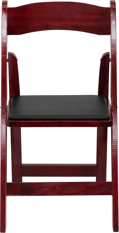 Flash Furniture HERCULES Series Mahogany Wood Folding Chair with Vinyl Padded Seat