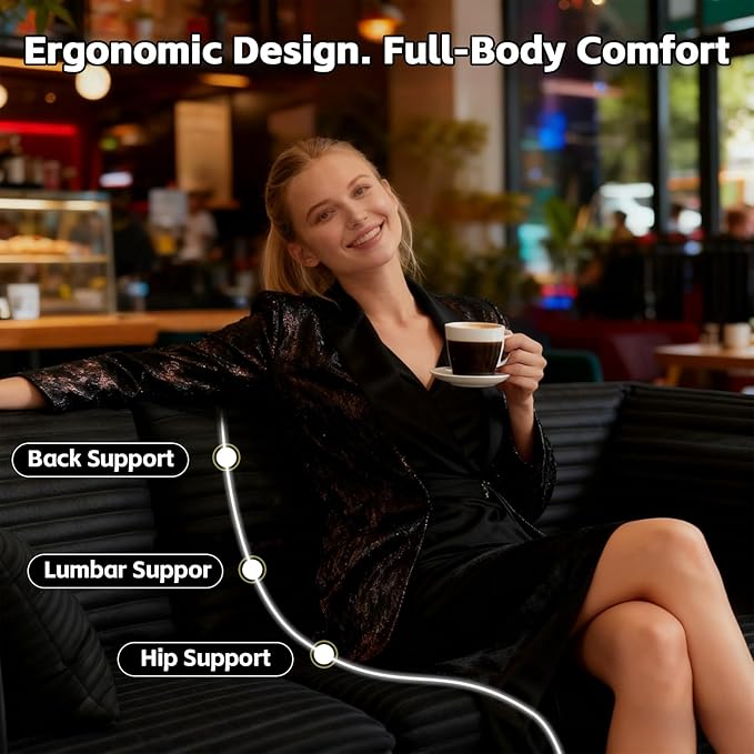 107" Boneless Couch, Sectional Couchs for Living Room & Bedroom, Cloud Couch with L-Shape Chaise Modern Modular Sofa with Deep Seat, No Assembly Required (Jet Black)