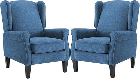 Accent Chair for Living Room Set of 2, High Back Reading Armchairs with Removable Seat Cushion, Mid-Century Single Couch in Fabric, Modern Ergonomic Wingback Chair for Bedroom,Club, Balcony