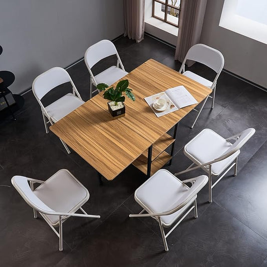 6 Pack White Folding Chairs with Padded Seats, Portable Stackable Foldable Chairs for Indoor and Outdoor, Commercial Seat with Metal Frame for Events Office Wedding Party, 330lbs Capacity