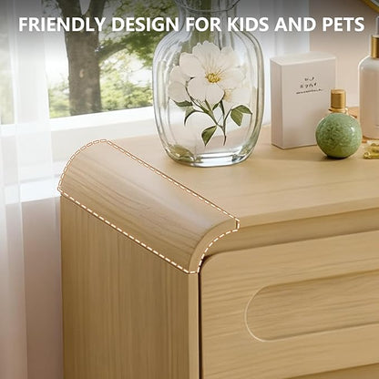 Tall Dressers for Bedroom, 6 Drawers Dresser & Chest of Drawers with Pre-Installed Slides&Curved Profile Design, Modern Closet Storage Wood Dressers Organizer for Living Room Hallway, Oak