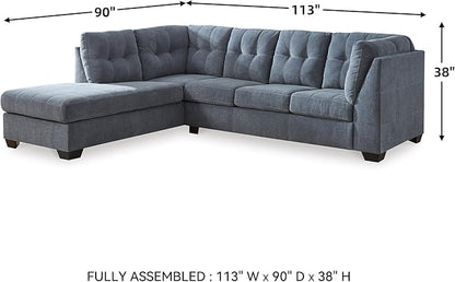 Signature Design by Ashley Marleton Contemporary Left-Arm Facing Tufted 2-Piece Sectional with Chaise and Loose Seat Cushions, Blue