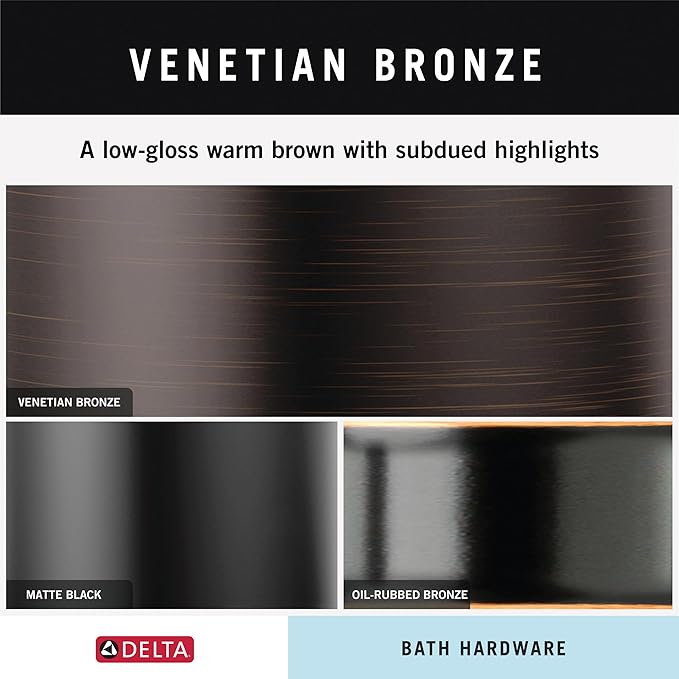 Delta Vero (1-Pack) Toilet Paper Holder Venetian Bronze Tissue Roll Holder for Bathroom Organization and Storage Single Post Toilet Tissue Holder Wall Bathroom Accessories 77750-RB