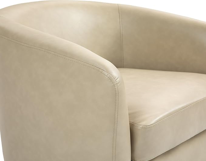 Lumibee Swivel Accent Chair, Faux Leather Swivel Barrel Chair for Living Room, Modern Comfy Upholstered Round Armchair Single Sofa Chair for Bedroom, Club-Cream
