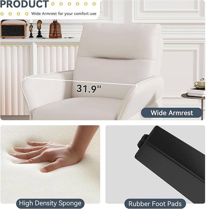 HAOBO Home Modern Accent Chair PU Leather Upholstered Armchair Living Room Chairs Office Chair Leisure Chairs Beige