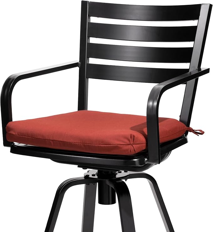 Pellebant Outdoor Bar Stools Set of 4 with Sunbrella Cushion, 29.5" Aluminum Swivel Bar Height Stool Chairs with Back & Footrest, Rust-Proof Patio Bartools for Deck Lawn Garden,Red
