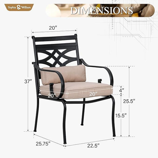 Sophia and William Patio Dining Chairs Set of 4, Outdoor Metal Armchairs, Outdoor Dining Chairs