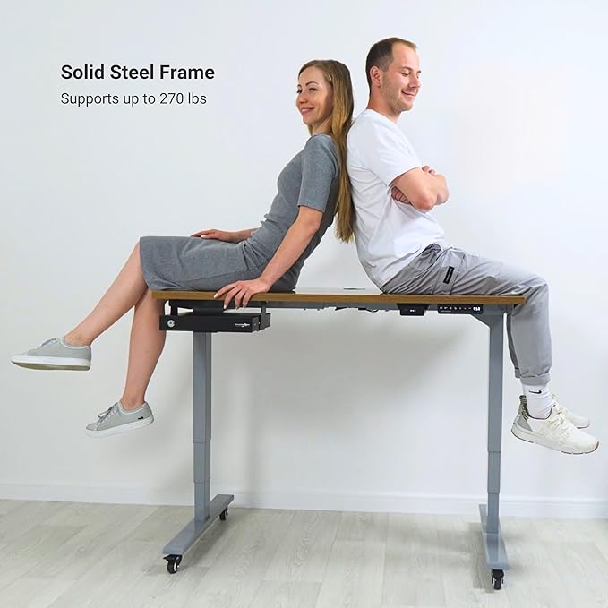 Progressive Desk Stand Up Height Adjustable Electric Standing Desk - 48" x 30" with Dual Motor, 3 Stages Sit Stand Table - Bright Beech, White Frame