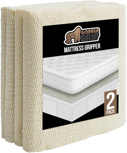GORILLA GRIP Non Slip Mattress Gripper, Prevents Mattresses from Sliding and Holds Bed in Place, Pad Grips Beds, Sofa, Couch, Chair Cushions and Helps Keep Topper from Slipping, 2 Pack Pads, King