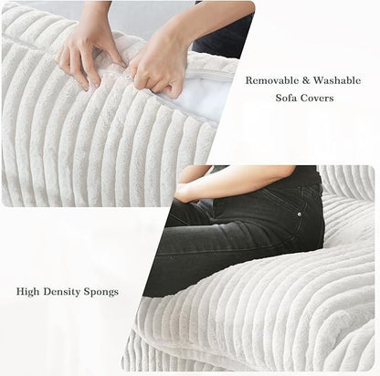 Modular Sectional Sofa, 78.74" Oversized Loveseat Sofa, Deep Seat Cloud Couch, 2 Seat Comfy Modular Sofa Couches for Living Room, Plush Couch Cushion Covers Removable, Beige