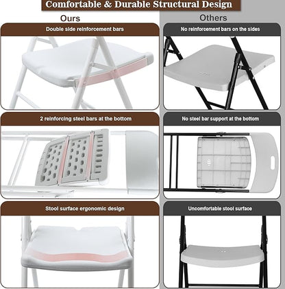 6 Pack Folding Chair, 700 lb Weight Capacity,Indoor/Outdoor Heavy Duty Foldable Chairs for Restaurants, Kitchens, Picnics, Races, Parties & Weddings. (6, White)