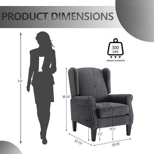 Accent Chair Set of 2, Modern Living Room Chairs with Wingback, Comfy Upholstered High Back Single Sofa for Bedroom, Mid-Century Reading Armchair Sillas para Sala