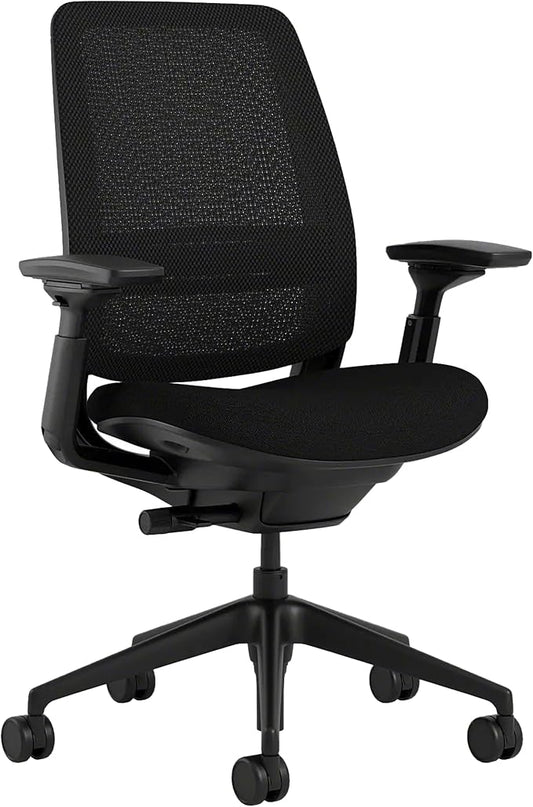 Steelcase Series 2 Office Chair - Ergonomic Work Chair with Wheels for Hard Flooring - with Back Support, Weight-Activated Adjustment & Arm Support - Adjustable Rolling Chairs for Desk - Licorice