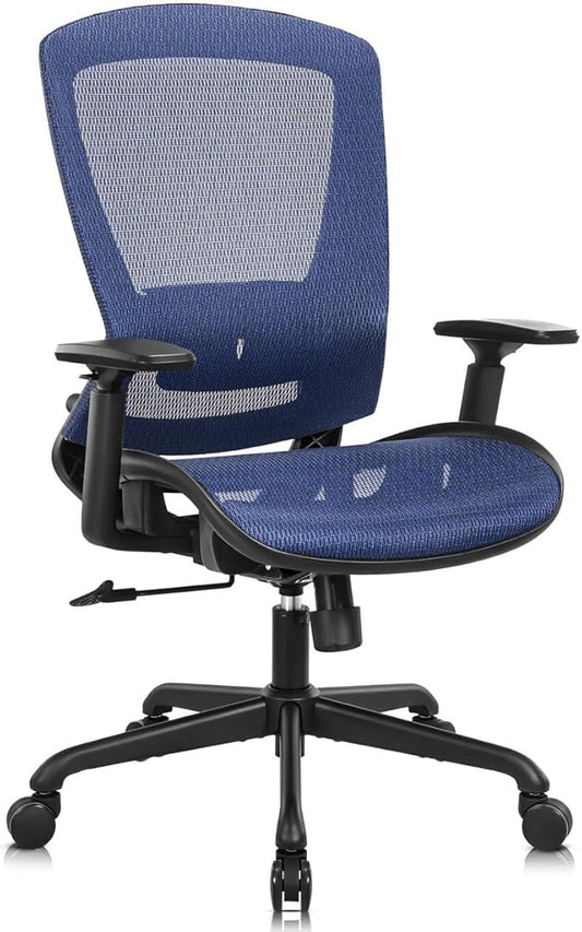ELABEST Mesh Office Chair,Ergonomic Computer Desk Chair,Sturdy Task Chair- Adjustable Lumbar Support & Armrests,Tilt Function,Comfort Wide Seat,Swivel Home Office Chair (Blue)