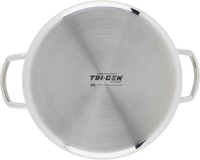 WINCO Tri-Ply Stock Pot, 8-quart, Silver