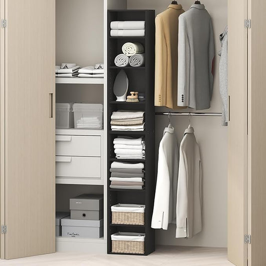 Furinno PASIR 8-Tier Closet Organizers and Storage, Open Shelf, Storage Organizer, 12-Inch Width, for Closet, Bedroom, Blackwood