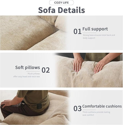 WJShome Cloud Couch Modular Sectional Sofa,100.5" V Shaped Couch, Convertible Wide Seater with Ottoman, 6 Seater for Living Room Set,Covers Washable&Replaceable,Khkai